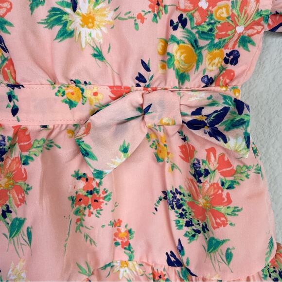 Janie & Jack Peach Floral Flowy Dress 3 to 6 Months - Picture 2 of 5